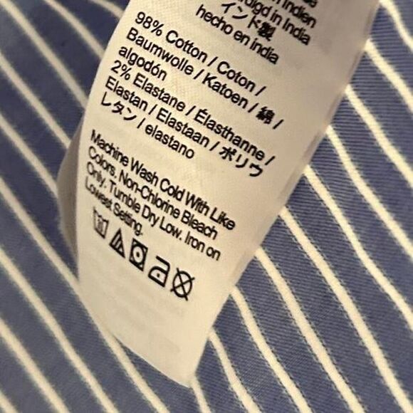 Madewell Boyfriend Fit Cropped Button-Up – Blue White Pinstripe (XL) - Picture 5 of 7